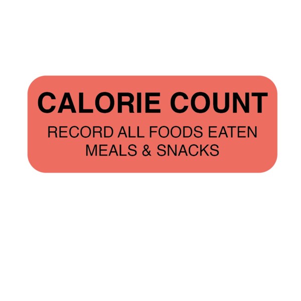 Calorie Count / Record All Foods Eaten Label 7/8 x 1-5/8"